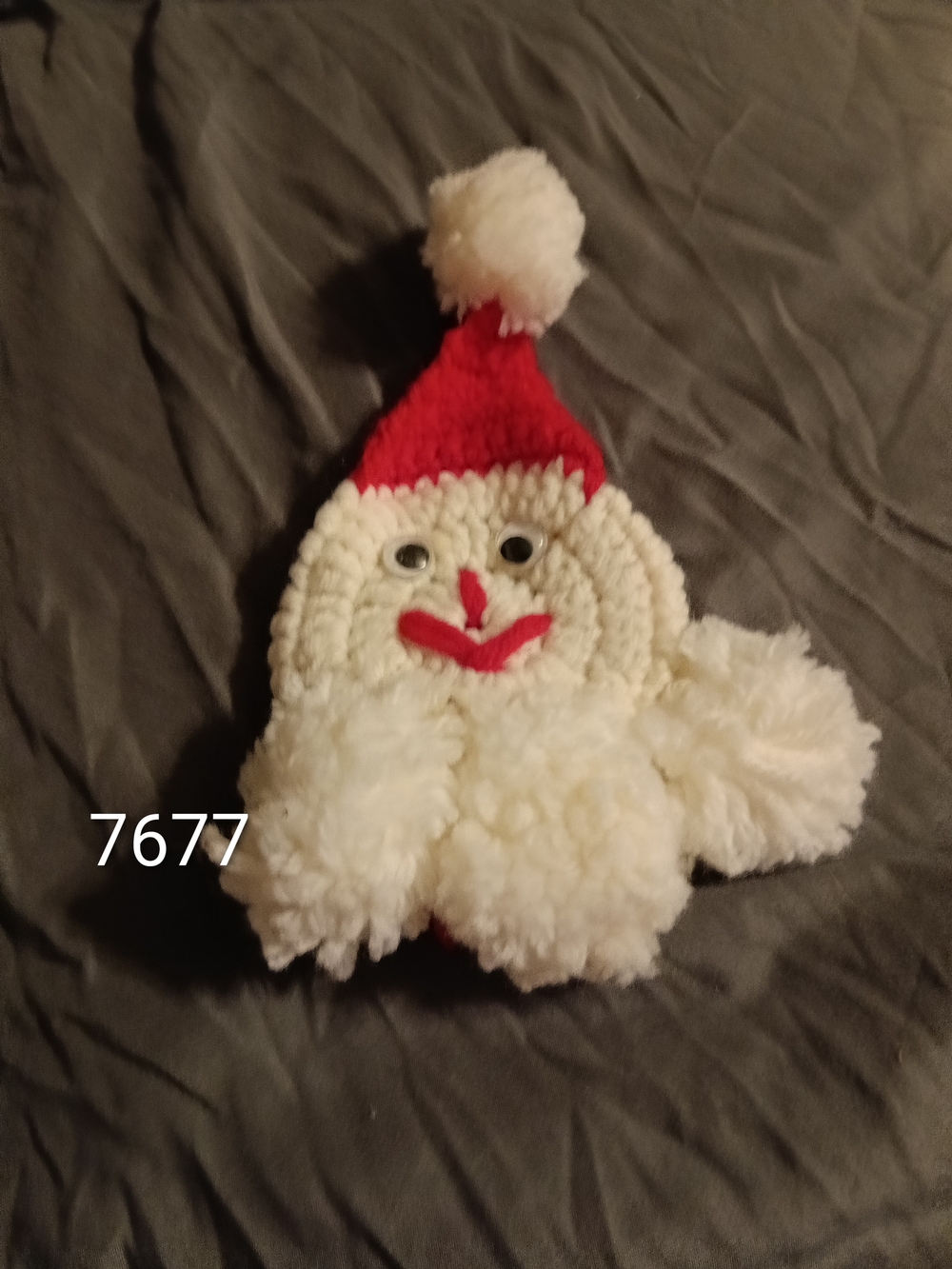 Handmade White and Red Pom-Pom Santa